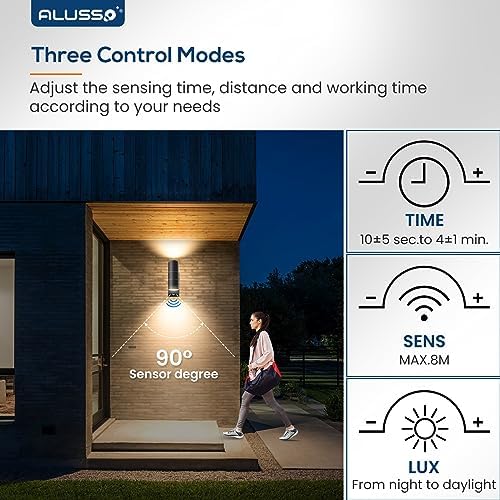 ALUSSO Motion Sensor Outdoor Wall Lights IP65, Stainless Steel Up Down Lights 3000K/4000K/6000K Selectable, 2x 8W GU10 Bulb Included,Outside Security Lights Mains Powered Sconce Wall Mounted for Porch