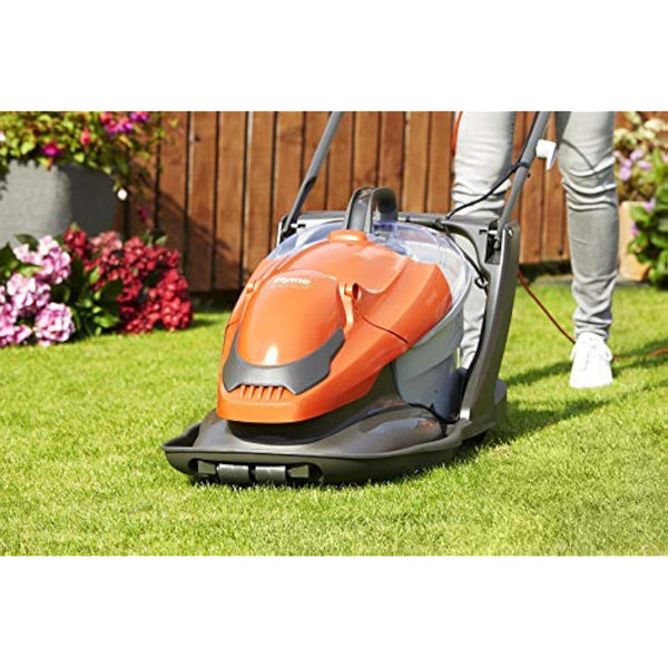 Flymo EasiGlide Plus 360V Hover Collect Lawn Mower - 2000W Motor, 36cm Cutting Width, 26 Litre Grass Box, Folds Flat, 10m Cable Length, Orange and Grey