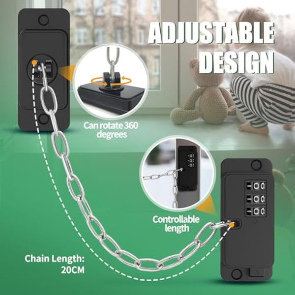 Evilsoul 2Pack Fridge Locks for Children with Adjustable Design, Digital Password Child Locks Door Lock Without Drilling Adhesive Restrictor Safety Lock for Fridge, Door, Window, Cabinet, Black