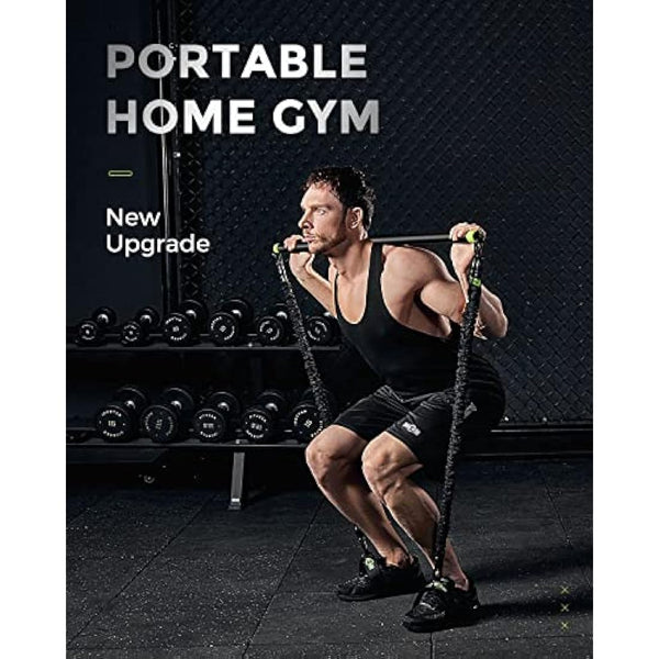 INNSTAR Upgraded Portable Home Gym 5.0, Adjustable Bench Press Resistance Bands,Full Body Workout Strength Training Equipment with Detachable Fitness Bar, Handles,for Home,Travel,Gym