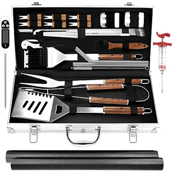 KALAHOL 32-in-1 BBQ Tools Set Extra Thick Stainless Steel Grill Tool Set with Gift Wrapping Box, Premium Complete Outdoor BBQ Utensils Set Professional BBQ Accessories BBQ Kit for Men and Women Gift