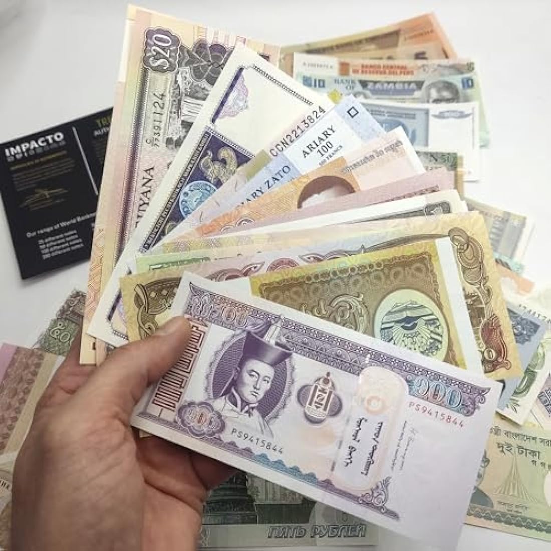 IMPACTO COLECCIONABLES World Currency Collection – 50 Uncirculated Banknotes from 50 Countries, No Duplications, with Certificate of Authenticity – Old Paper Money for Collectors, Schools, & Museums