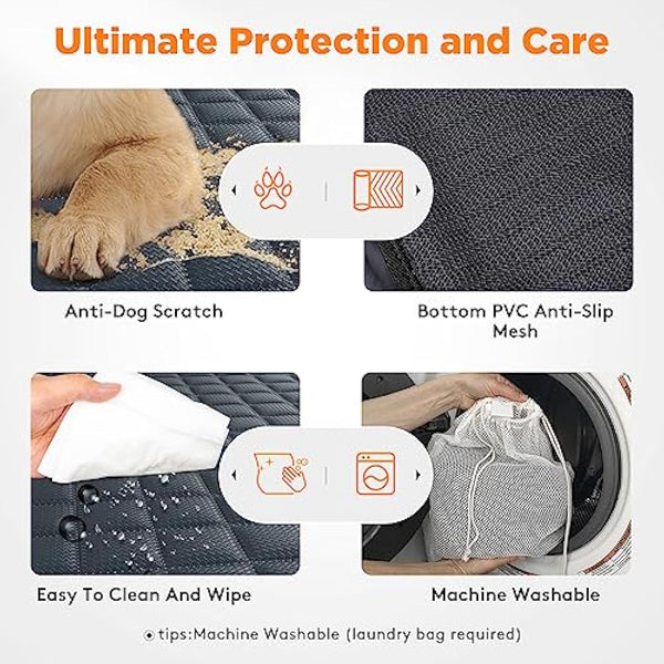 JOEJOY Dog Car Seat Cover - Waterproof Car Back Seat Cover for Dogs, Non-slip & Scratch Proof Back Seat Protector for Dogs, Easy to Clean Universal fits SUVs Cars