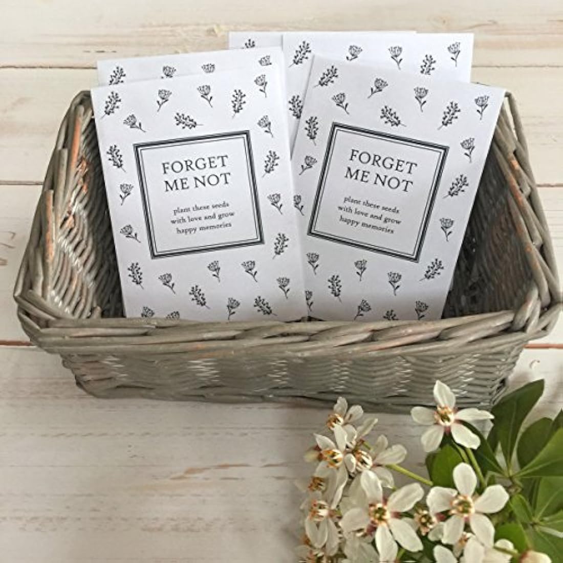ANGEL & DOVE 10 Filled Forget-Me-Not Seed Packet Funeral Favours - for Celebration of Life, Remembrance, Memorial Gift
