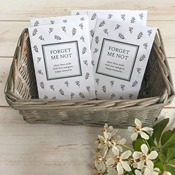 ANGEL & DOVE 10 Filled Forget-Me-Not Seed Packet Funeral Favours - for Celebration of Life, Remembrance, Memorial Gift