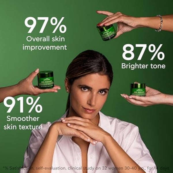 Apivita Bee Radiant Signs of Aging & Anti-Fatigue Face Gel-Cream 50ml - Light Texture - Antiwrinkle Moisturizer With Propolis & White Peony - Fights Wrinkles & Boosts Brightness - Non Comedogenic