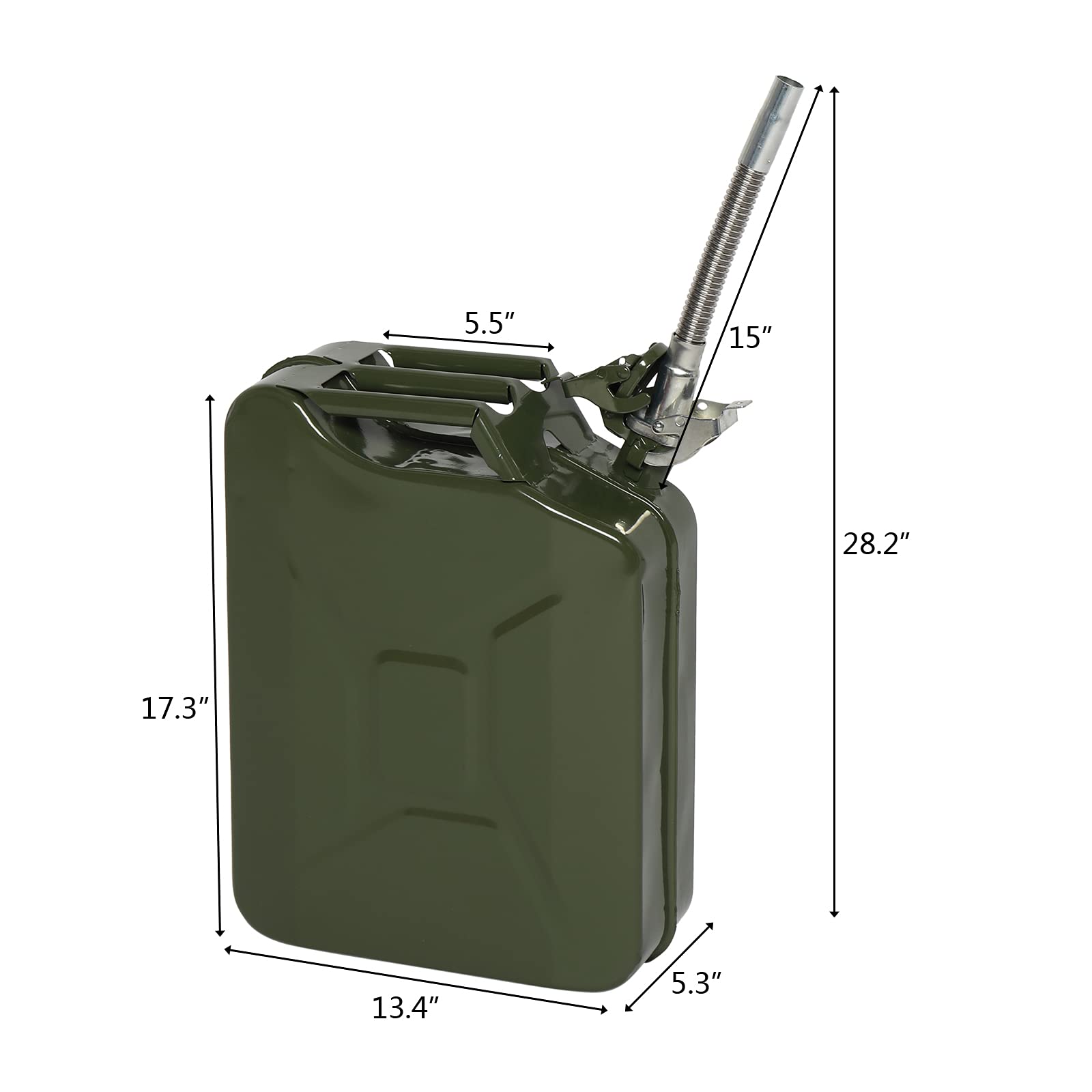 Bonnlo 20L Petrol Can Fuel Oil Storage Can Metal Jerry Diesel Tank with Flexi Spout For Diesel, Petrol, Oil Container (Green)