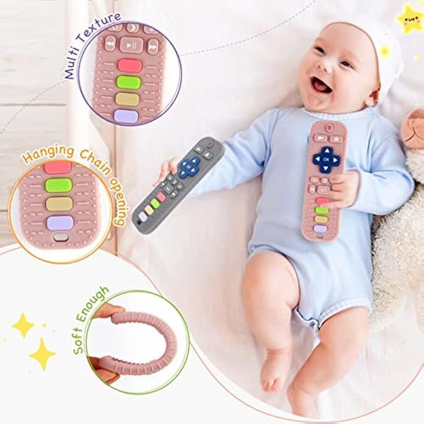 Hooku 2 Pack Silicone Teething Toys for Babies 0-6 Months, Teethers for Babies 6-12 Months, Remote Teether for Baby, Sensory Toys for Babies, Baby Chew Toys, Toddler Infant Newborn Baby Girl Boy