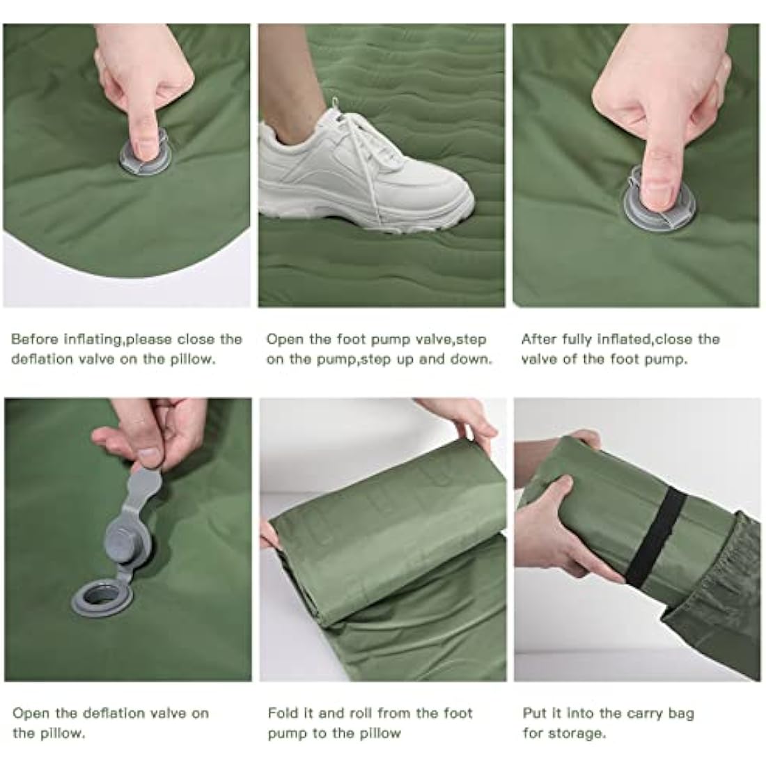 Douthfolle Sleeping Pad for Camping, Extra Thick 5 Inch Camping Mat Sleeping Mat Camping Sleeping Pads with Built-in Foot Pump for Camping,Hiking,Tent,Traveling