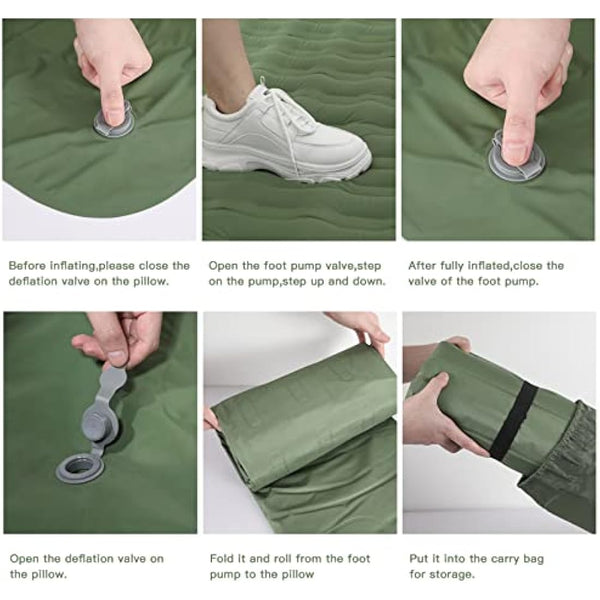 Douthfolle Sleeping Pad for Camping, Extra Thick 5 Inch Camping Mat Sleeping Mat Camping Sleeping Pads with Built-in Foot Pump for Camping,Hiking,Tent,Traveling