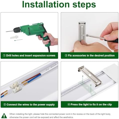 muzha 4 Packs LED Batten Lights，PC Body， 4FT 36W 4000k 3600lm,Low Profile Wall or Ceiling Surface Mounted Fitting for Home/Workshop/Office/School Restaurant (4FT)