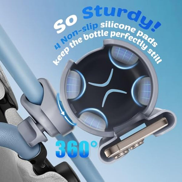 Guiseapue Pram Cup Holder: Universal Drink Coffee Cup Holder with Phone Holder Organiser for Stroller, Pushchair, Buggy, Bike, Wheelchair, Walker, Baby Essentials for Newborn, Gifts for Women, Mom