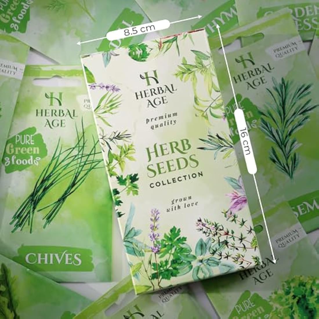Herbal Age Grow Your Own Herb Garden Kit, 12 Herbs Plants, 8700 Herb Seed Box for Planting UK, Salad Leaves, Basil Seeds, Mint, Cress Seeds, Veg Plant Gardening Gift for Men, Women, Kids