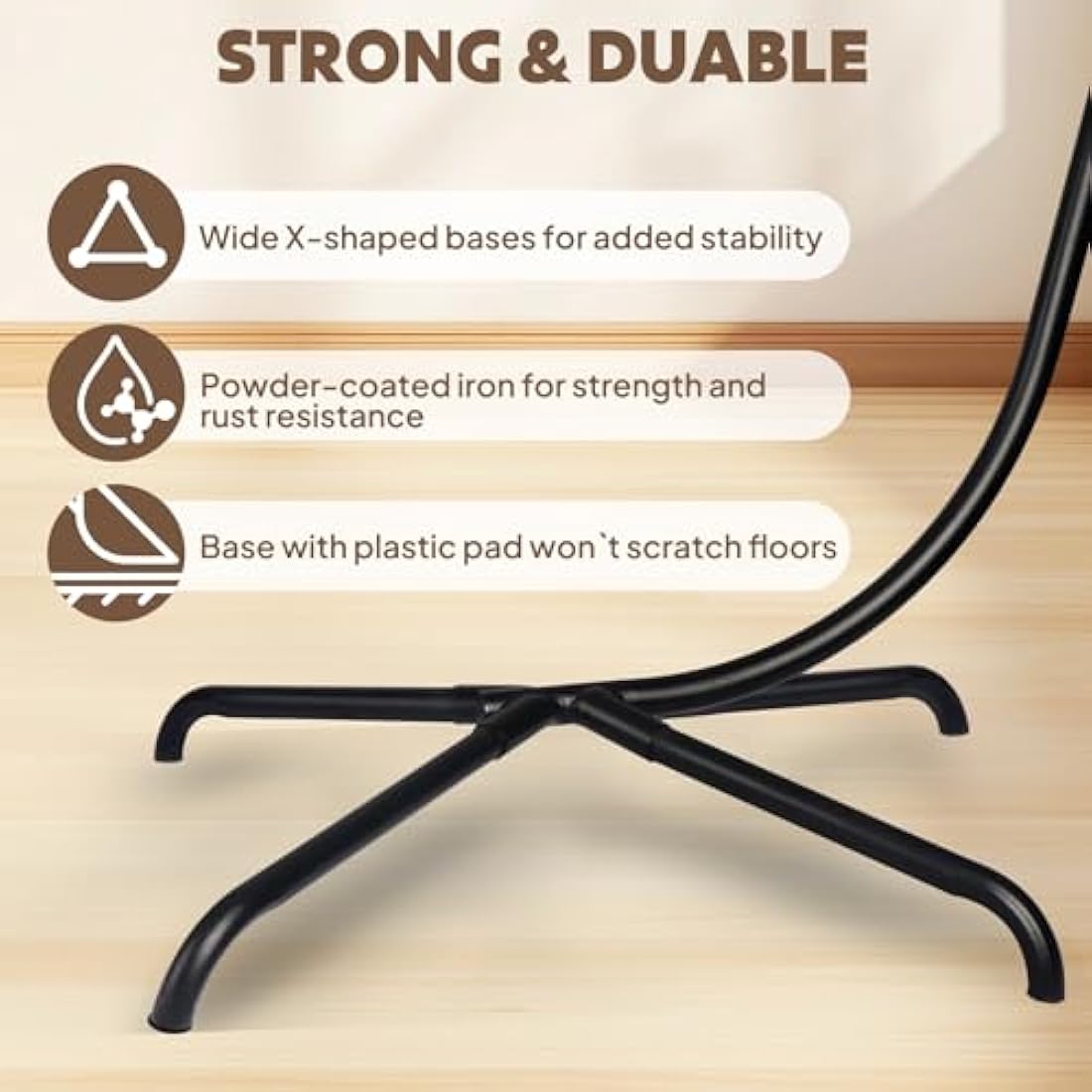 Chihee Egg Chair With Ultra Strong Stand and Cushion - Foldable Wicker Rattan Hanging Swing for Indoor Outdoor Patio Lounging - 330 lbs Capacity Hammock for Balcony, Porch, Bedroom, Garden