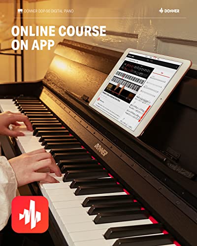 Donner DDP-60 88 Key Digital Piano for Beginner, Electric Keyboard with Velocity-Sensitive Keys, 128 Voices, 83 Rhythms, 8 Reverb Effects, 5 Strength Curves, Auto Chord, Gray