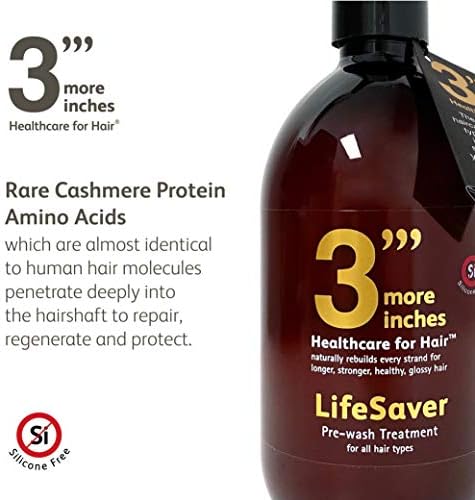 3"' More Inches Lifesaver Prewash Treatment 500ml - Hair Repair Pre-Shampoo - Broken Bond Restore Treatment - Sulphate & Silicone Free, No Added Fragrance - Hair Care by Michael Van Clarke