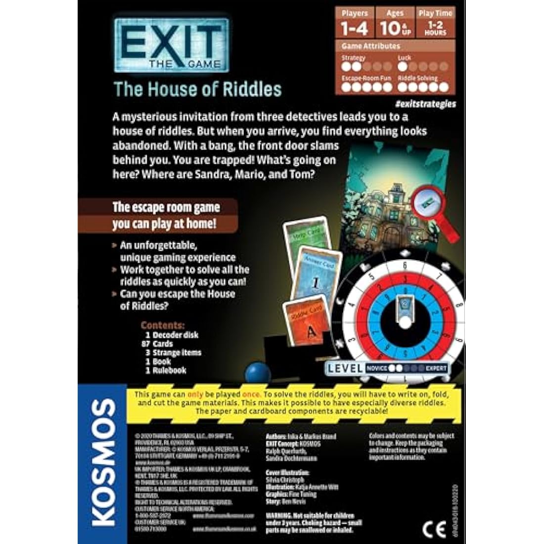 Thames & Kosmos EXIT: The House of Riddles | Escape Room Game | 2/5 Difficulty | Strategy Puzzle Board Game | 1-4 Players | Ages 10+ | Fun for Adults & Kids