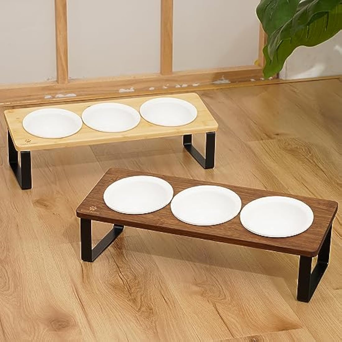 GUUSII HOME Raised Cat Bowl with Stand Kitty Dish Ergonomic Elevated Feeding Station 15° Tilted Ceramic Food and Water Bowls Set of 3 for Indoor Cats Pet Puppy Plate Anti Vomit Easy to Clean