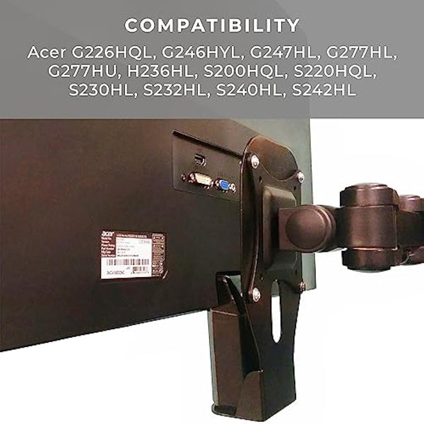 HumanCentric VESA Mount Adapter Bracket Compatible with Acer Models G226HQL, G246HYL, G247HL, G277HL, G277HU, S200HQL, S200HL, S220HQL, S230HL, S232HL, S240HL, S242HL