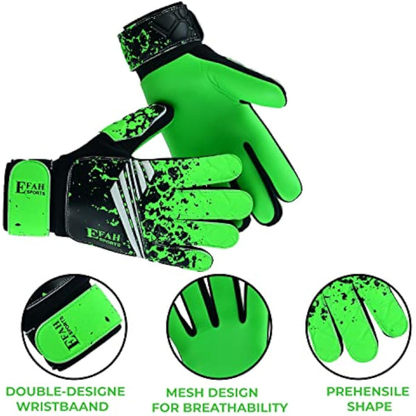 EFAH SPORTS Football Goalkeeper Gloves For Boys kids Children Youth Soccer Goalie Glove with Super Grip Palms