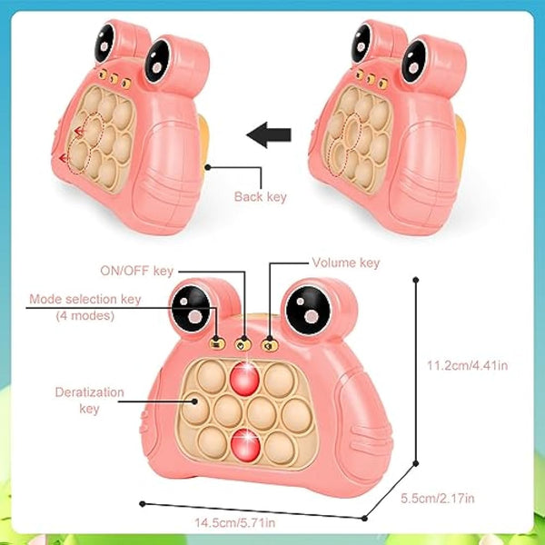 Ainiv Pop Game Sensory Fidget Toys, Light Up Pattern Popping Handheld Game, Puzzle Bubble Controller Machine, Ball Push Stress Toys Fun Present for Kids and Aldults, Pink Frog