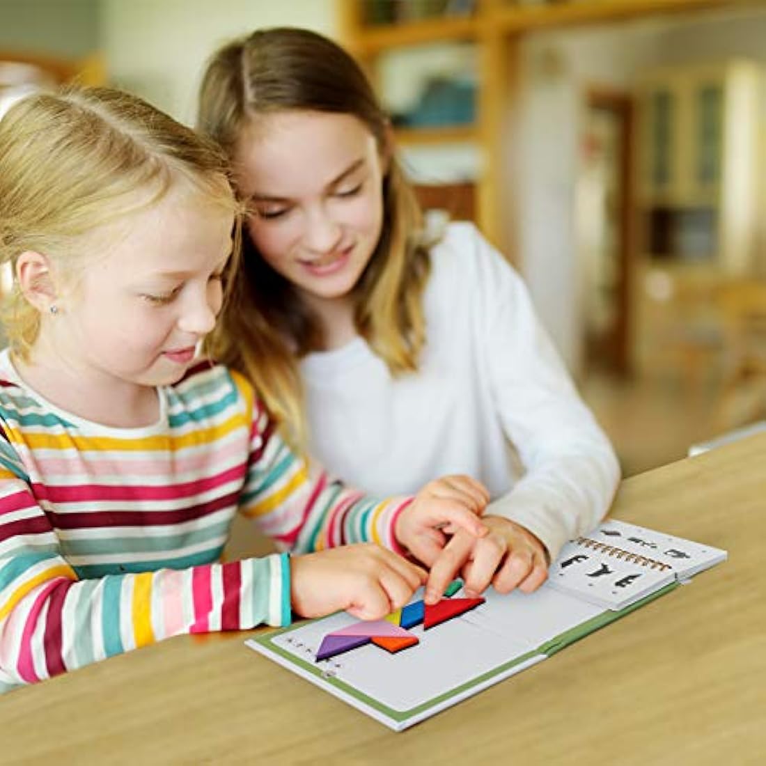 Coogam Travel Tangram Puzzle with 3 Set of Magnetic Tangram - Road Trip Tangoes Jigsaw Shapes Dissection Games with Solution - IQ Book Educational Toy Brain Teaser Gift for Kid Adult Challenge