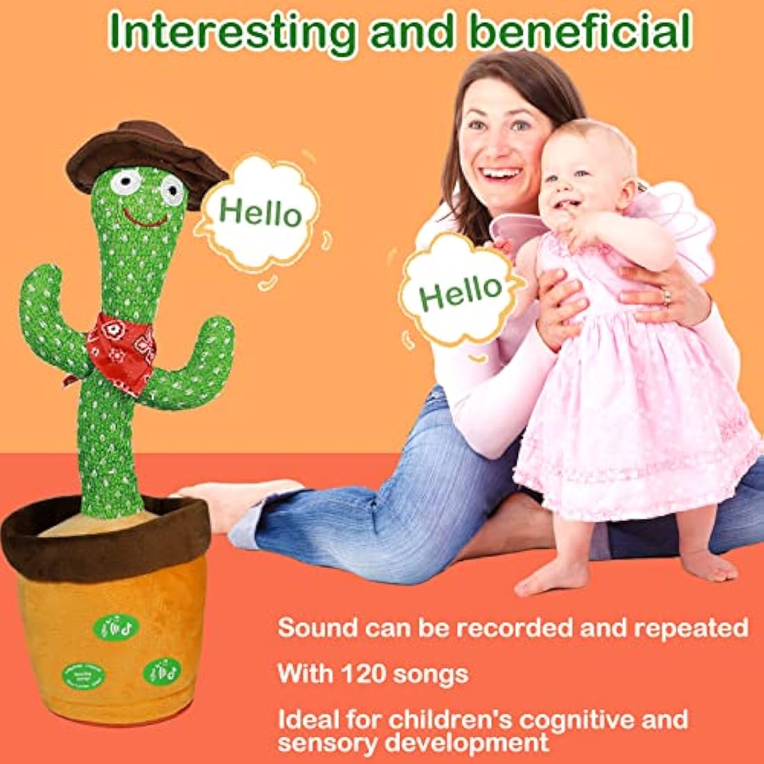 HICAS Dancing Talking Cactus Toy Repeat What You Say Singing Cactus Voice Recorder Baby Toys Volume Control with 120 Songs Funny Children Education Toys, Gifts and Home Decoration