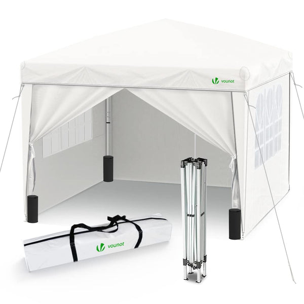 VOUNOT 3m x 3m Pop Up Gazebo with Sides & 4 Weight Bags & Carry Bag, Marquee Garden Party Tent Outdoor, Grey