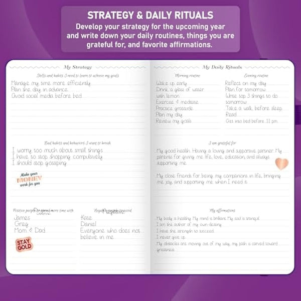 GoGirl Weekly Schedule Planner – Hourly Work & Life Planner with Time Slots – Vertical Agenda Organizer for Daily Productivity, A5 (Purple)