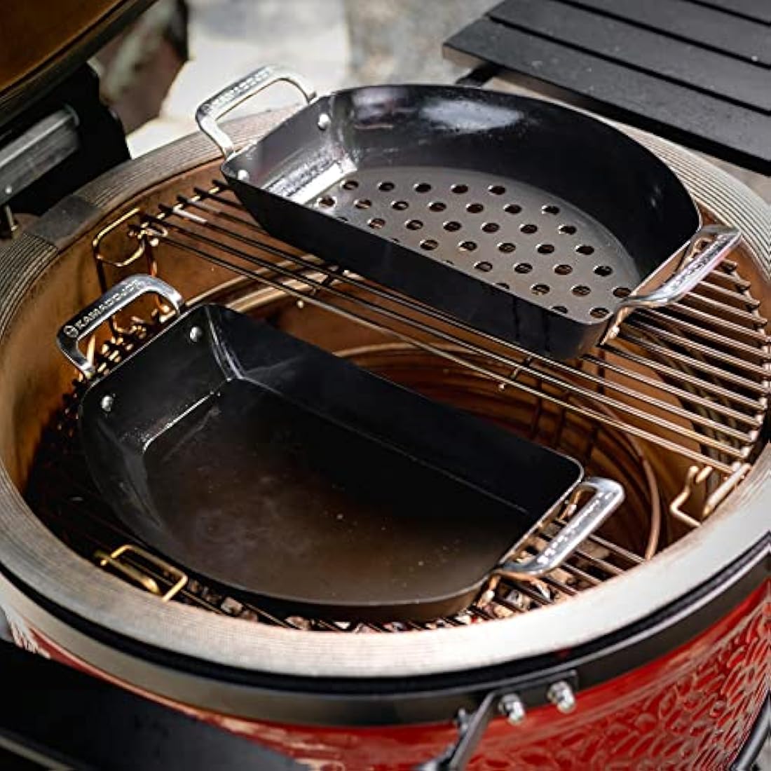 Kamado Joe KJ15124822 Karbon Steel Set Half-Moon Pan, Black