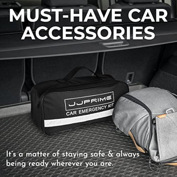 JJOnlineStore 12-in-1 Car Driving Safety Emergency Kit EU Vehicle Repair Essentials Travel Tool Storage Case, Warning Triangle, First Aid Kit - European Driving Kit, 12 Pcs (Black)