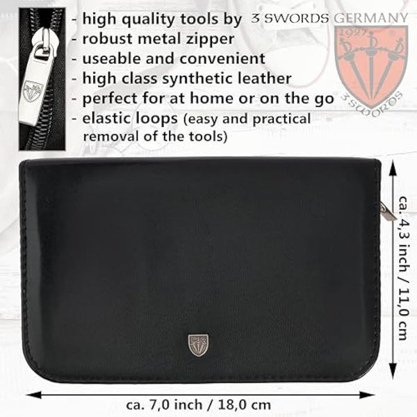 3 Swords Germany - brand quality 10 piece manicure pedicure grooming kit set for professional finger & toe nail care scissors clipper fashion leather case in gift box, Made by 3 Swords (000415)
