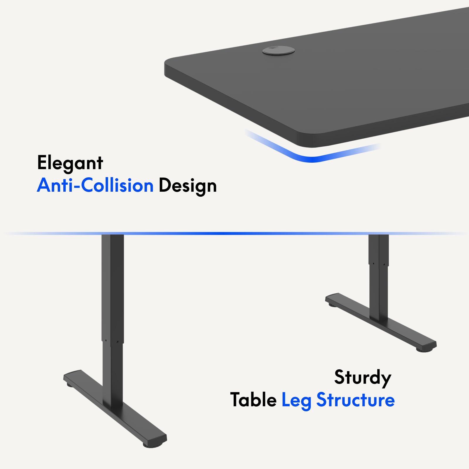 FLEXISPOT ONE PIECE Electric Standing Desk Height Adjustable Sit Stand Up Desk for Home Office with Memory Smart Pannel (100 * 60cm Black Frame+ Black Desktop)