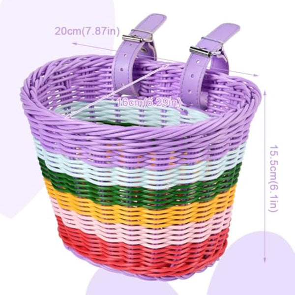 Flintronic Kids Bike Basket Handwoven Cycle Basket for Kids, Bicycle Basket For Girls Boys Childs, with Bike Accessories