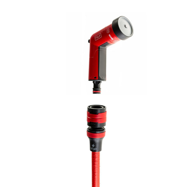 FITT YOYO Plus 10 m, Extendable and Flexible Garden Water Hose Pipe with Multi-Function Spray Gun, Hook Support for Fences and Tap Adapter, Red