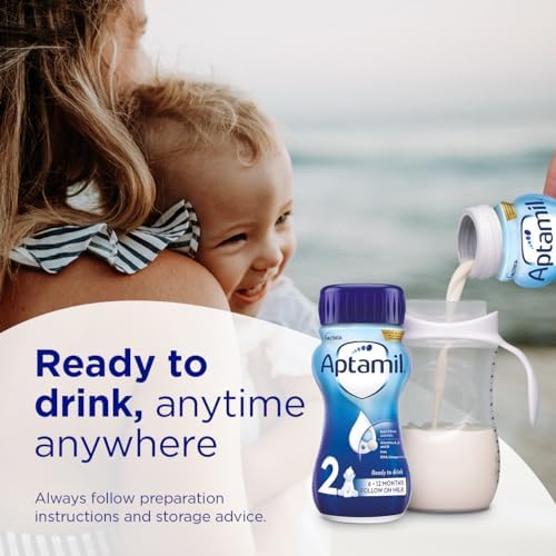 Aptamil 2 Follow On Baby Milk Ready to Use Liquid Formula, 6-12 Months, 200 ml, (Pack of 18)