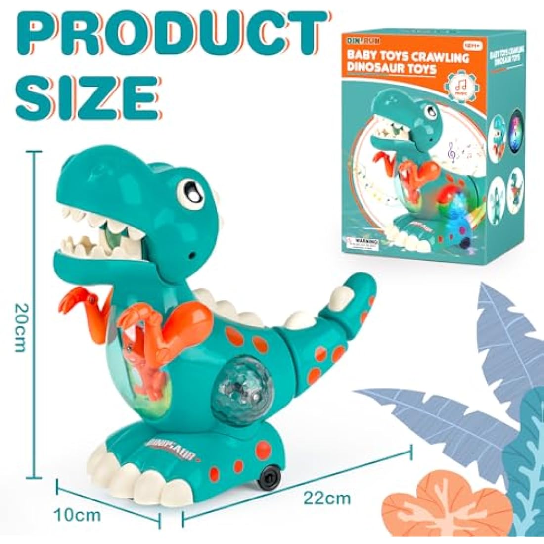 DINORUN Baby Toys Crawling Walking Dinosaur Toys With Musical Light for Boys And Girls Baby Sensory Sound Toys Toddler Birthday Gifts
