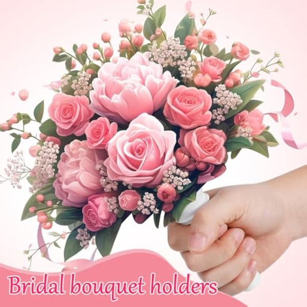 Happyyami 6pcs Bouquet Holder DIY Wedding Foam Bouquet Handle Bridal Floral Fresh Artificial Flower Holder