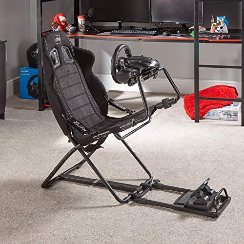 X-Rocker CHICANE Racing Sim Cockpit Racing Chair, Racing Rear Seat Frame for Steering Wheel Stands, Driving Simulation Chair with Adjustable Sliders and Adjustable Height for Racing Rig - BLACK