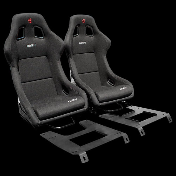 Set of Barbarian Fixed Bucket DYFI Racing Seats for MX5 Mk3 (NC Chassis) Mazda, Black Felt, Track, Race, Drift