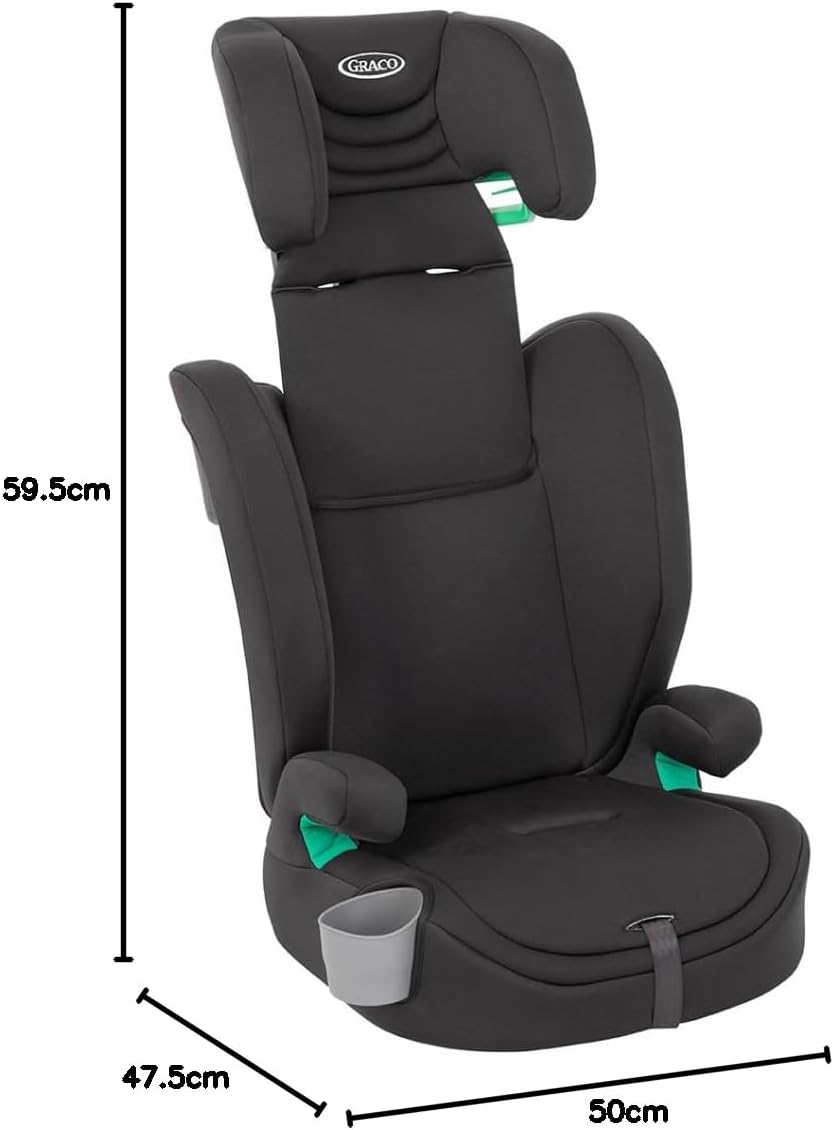 Graco Eldura R129 Harness Booster (76-145cm - 15 Months to Approx. 12 Years). Harness mode from 15 months to approx. 4 Yrs (76-105cm), Highback mode from approx. 3.5 to 12 yrs (105-145cm), Midnight