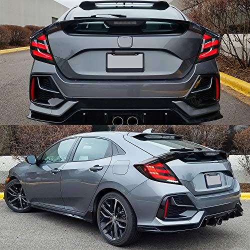 Archaic LED Rear Lights Compatible with 10th Honda Civic Type R Hatchback FK7 FK8 2016-2020, with Sequential Turn Signal, Animation DRL, Pair