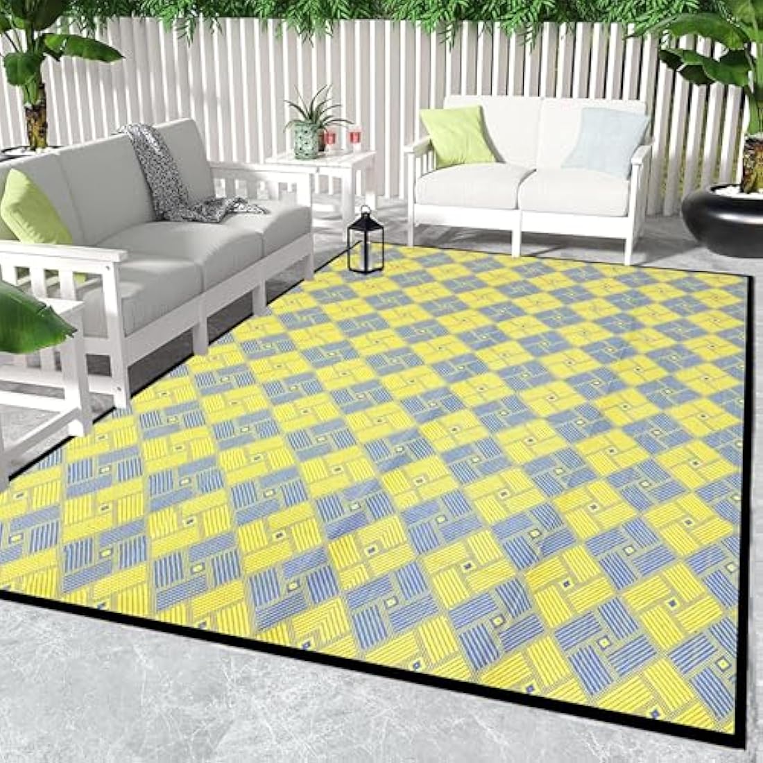 ARSUK Outdoor Plastic Rug (210 x 150 cm) - Weatherproof, Indoor and Outdoor Use, Ideal for Garden, Camping, Patio, Balcony Carpet, Picnic, Backyard, Lightweight, Foldable, Recyclable Material
