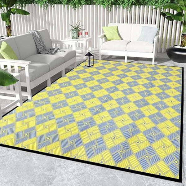 ARSUK Outdoor Plastic Rug (210 x 150 cm) - Weatherproof, Indoor and Outdoor Use, Ideal for Garden, Camping, Patio, Balcony Carpet, Picnic, Backyard, Lightweight, Foldable, Recyclable Material
