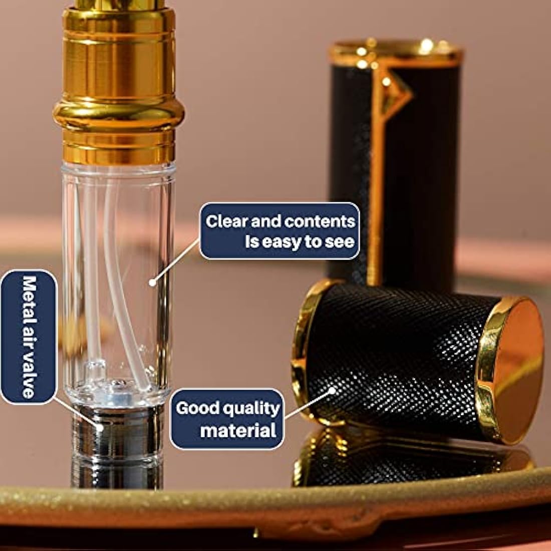 BRARIOS Refillable Portable Mini Perfume Atomiser for Travel, 5ml Luxury Empty Leakproof Pump Perfume Spray bottle Atomiser for Man and Woman (Violet(GD))