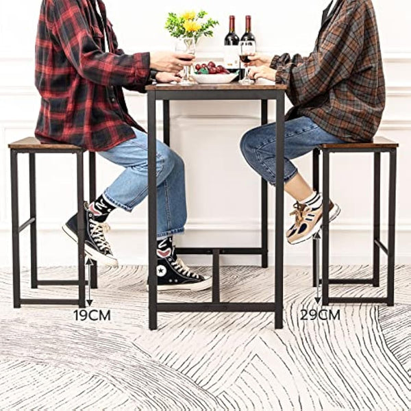 HOOBRO Bar Stools, Set of 2 Bar Chairs with Different Height Pedals, Black Steel Frame, for Living Room, Dining Room, Kitchen, Industrial Design, Rustic Brown EBF34BY01G1