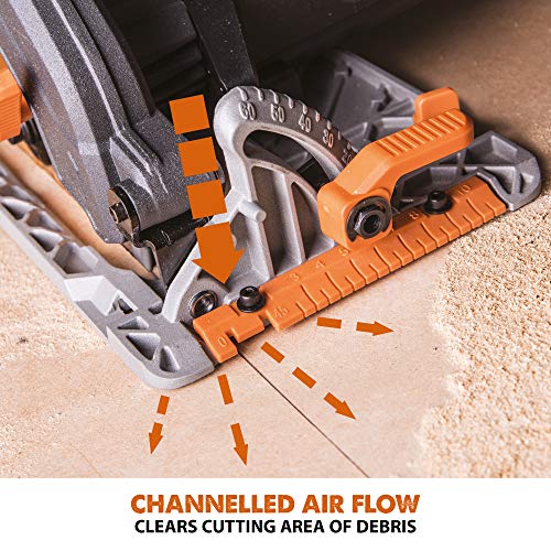 Evolution Power Tools R185CCSX Circular Saw With 1020 mm 3-Piece Track | Multi-Material Blade, Cuts Wood, Metal, Plastic & More | Incl Dust Port Adapter | 185mm (230v)