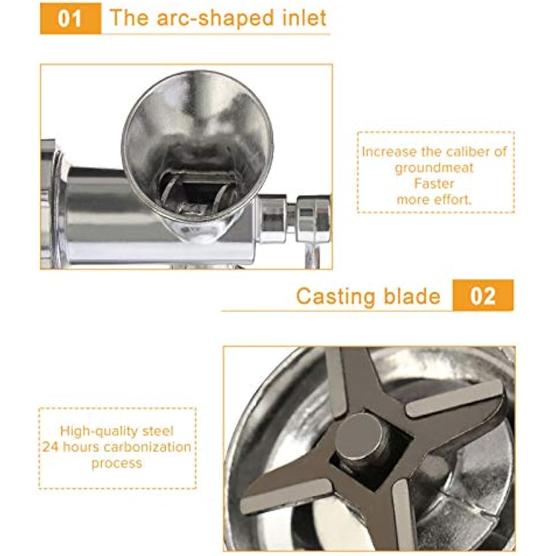 Hand Manual Meat Grinder with Tabletop Clamp,Aluminium Alloy Meat Mincer for Kitchen Making Pork Beef Fish Chicken Sausage Stuffing