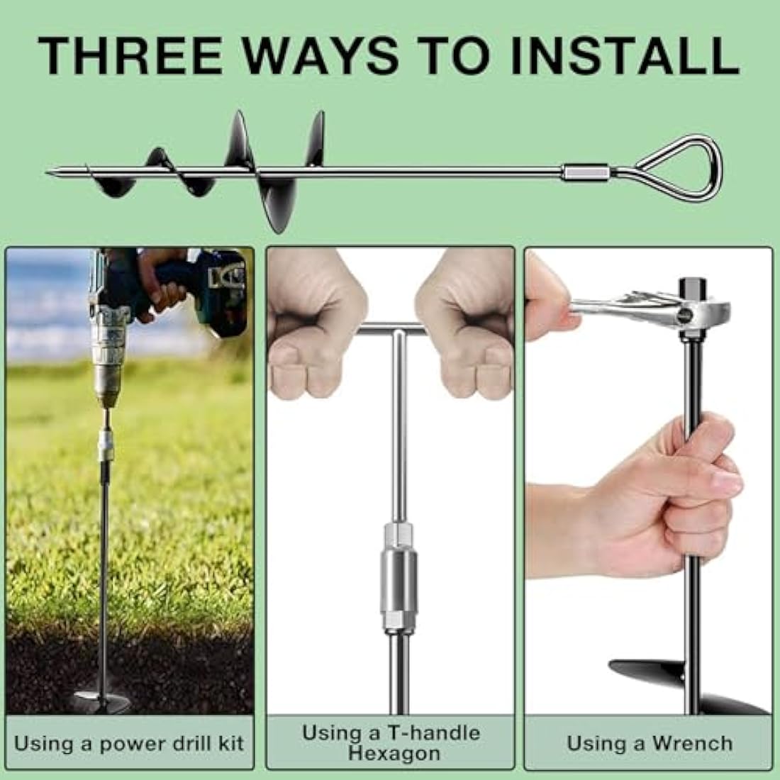 Ground Anchor 8 Pack, 45cm Tall Heavy Duty Ground Pegs Kit Fit for Swing, Trampolines, Tents, Mobile Home Anchors, Awning Pegs Anchor, Dog Spikes for Ground