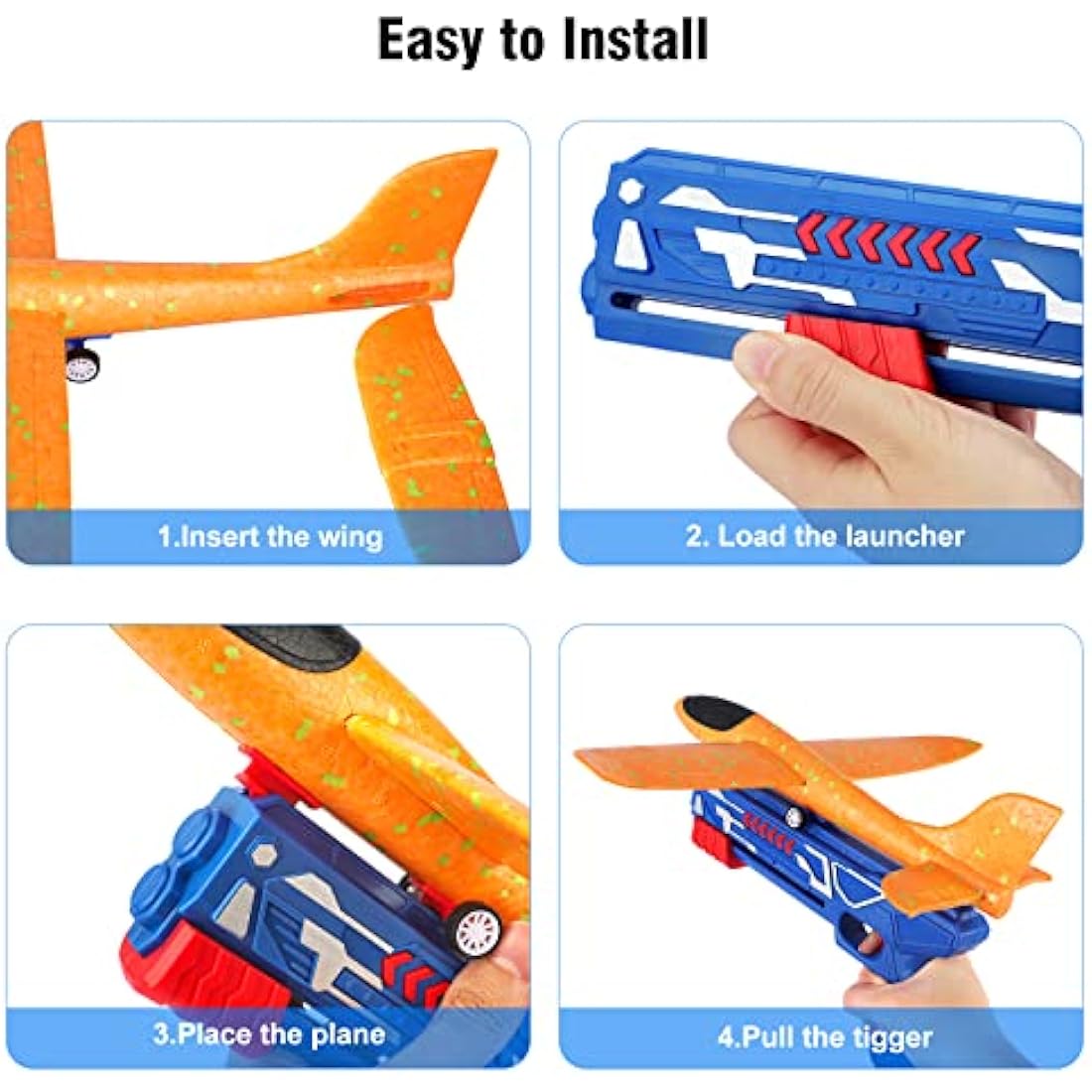 Airplane Launcher Toy, Foam Throwing Glider Plane with Catapult Gun, Indoor Outdoor Shooting Game for Kids Boys Girls Age 3-12,Flying Gadget Children Xmas Birthday Gift & Present Stocking Filler